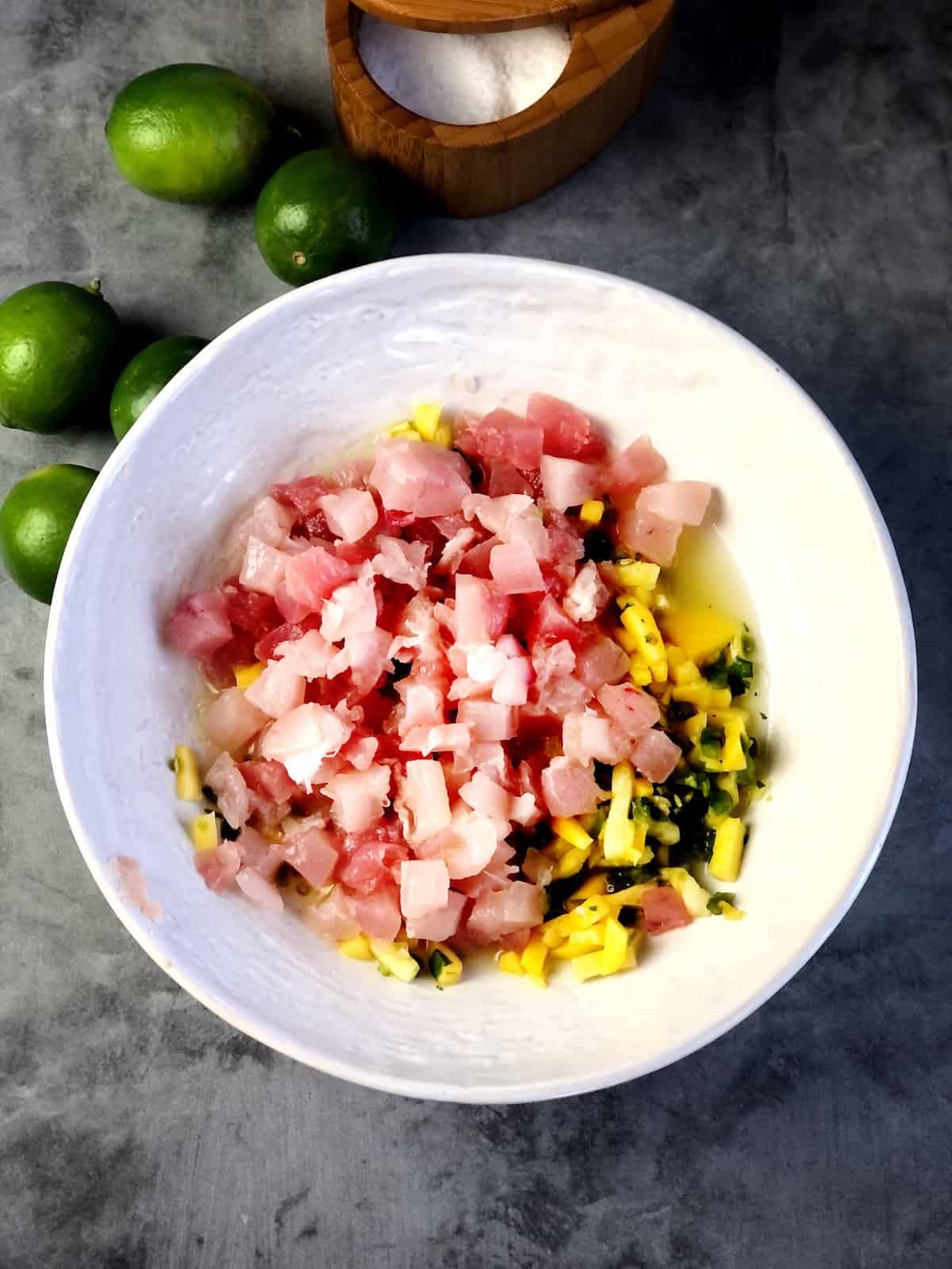 tuna ceviche in bowl