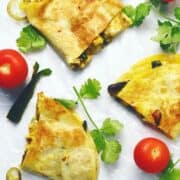 air fryer quesadillas sliced on plate