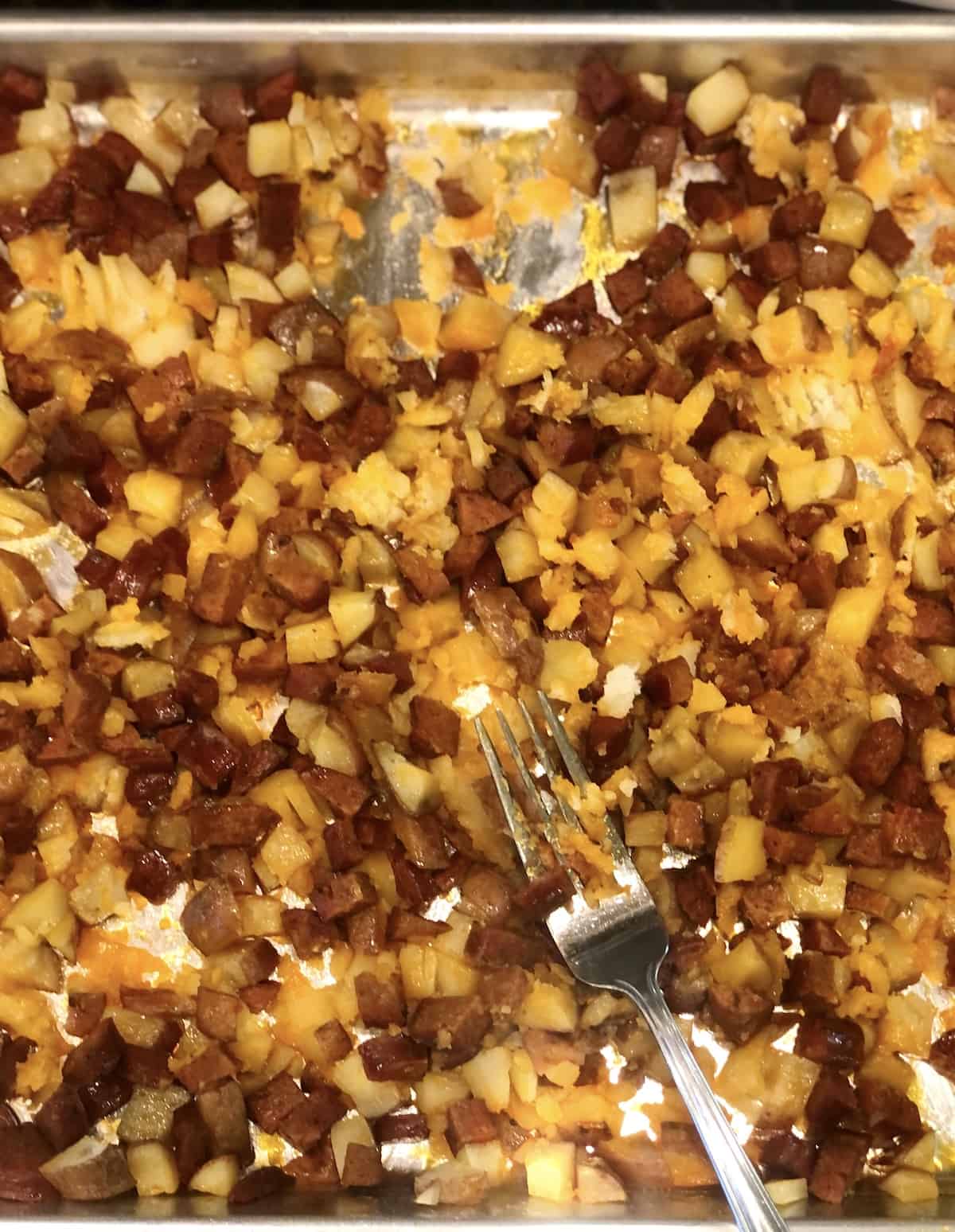 chorizo and potato on sheet pan