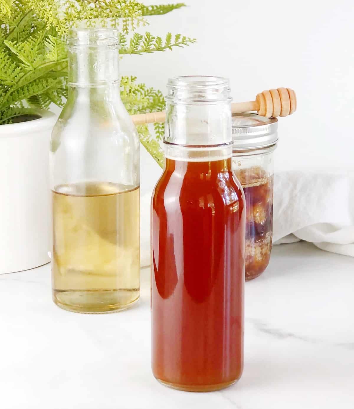 Honey simple syrup on table