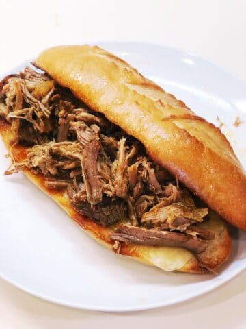 pot roast sandwich on a plate