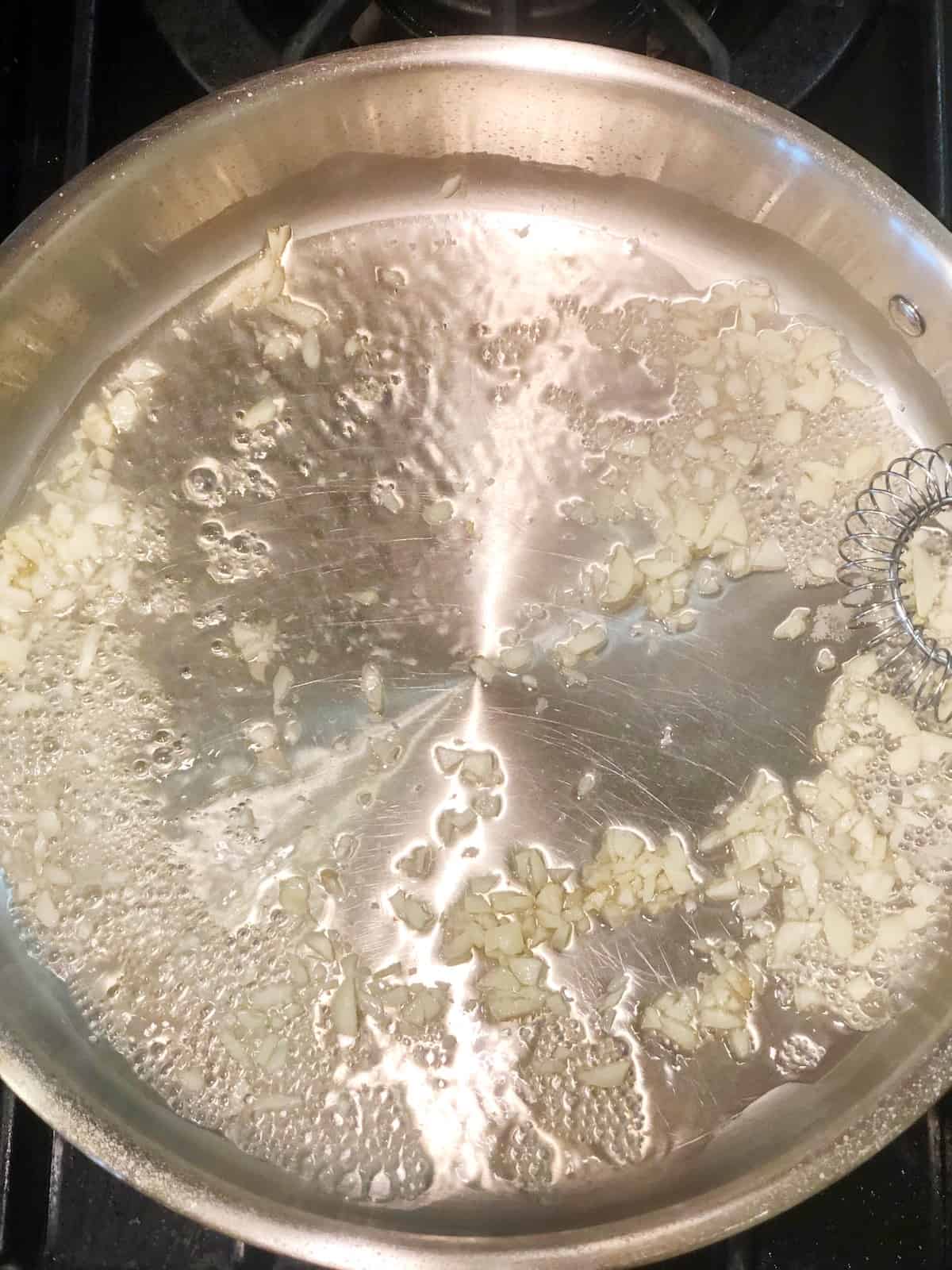 cooking garlic for butter sauce