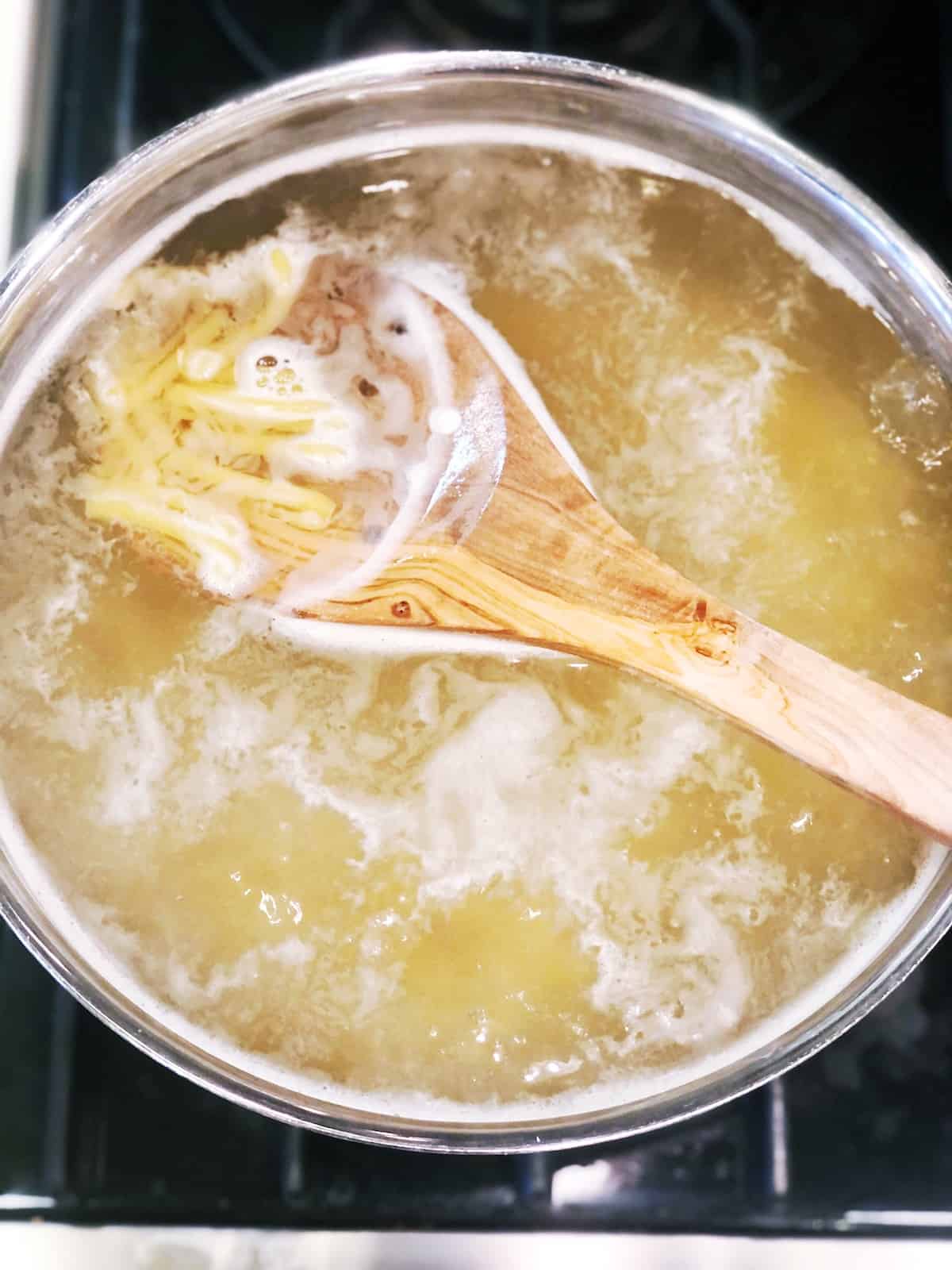 cooking pasta for butter sauce