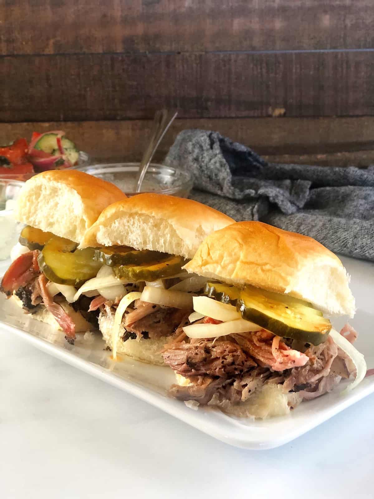 pulled pork sliders closeup
