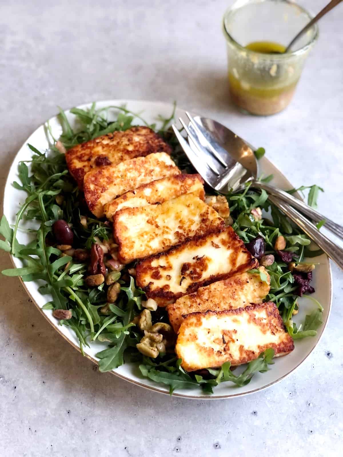 pan fried halloumi salad