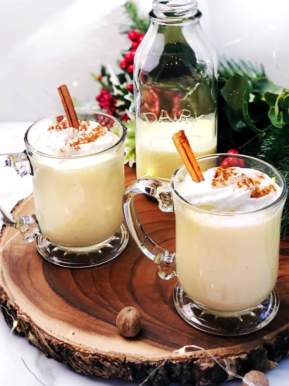 homemade eggnog in glasses