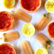 Grapefruit popsicles with lemons and oranges.