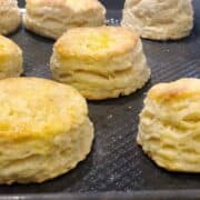 A tray of biscuits on a baking sheet.