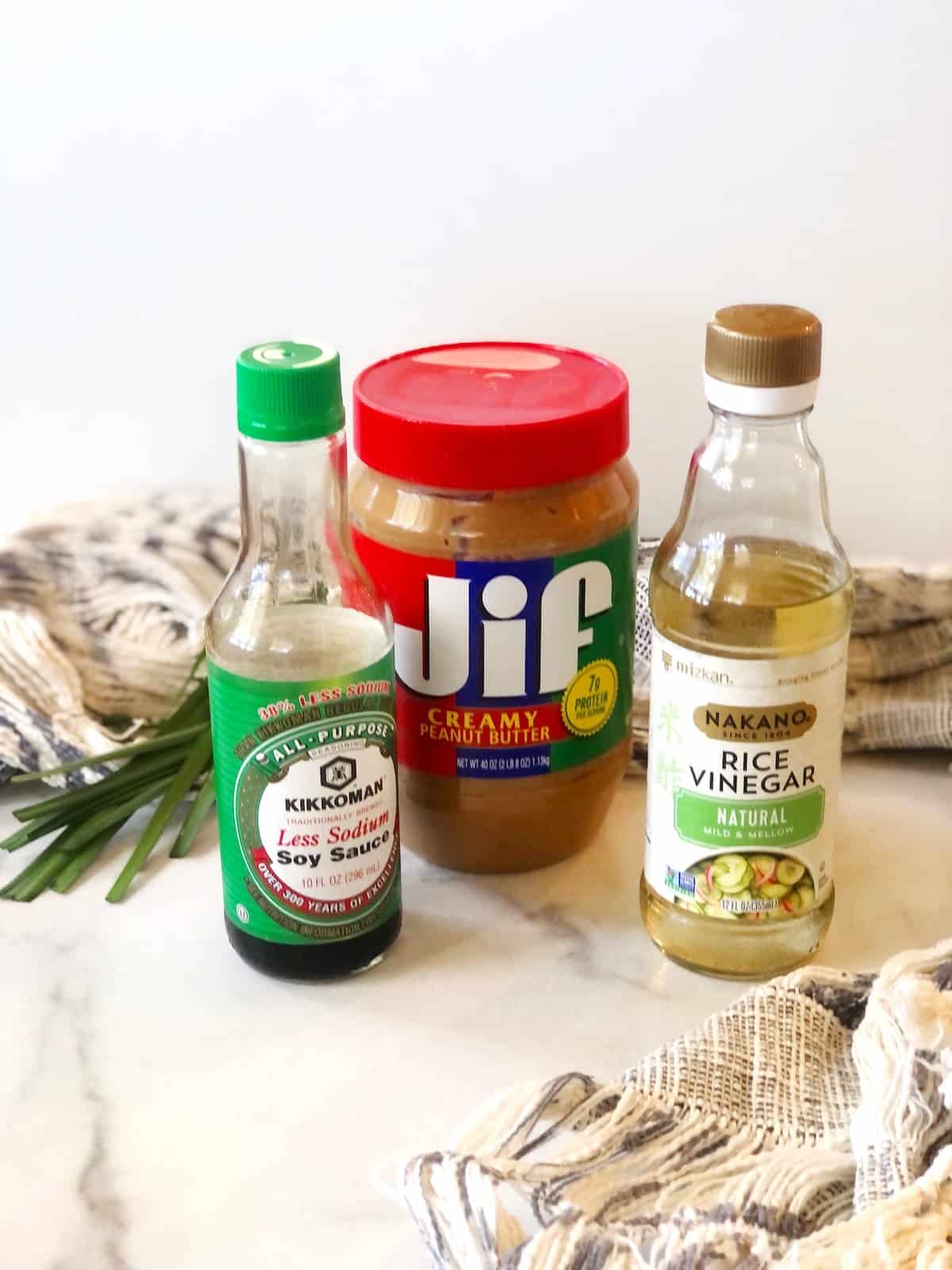 Satay sauce ingredients on counter