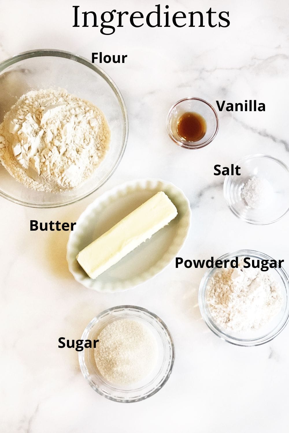 Cardamom shortbread ingredients.