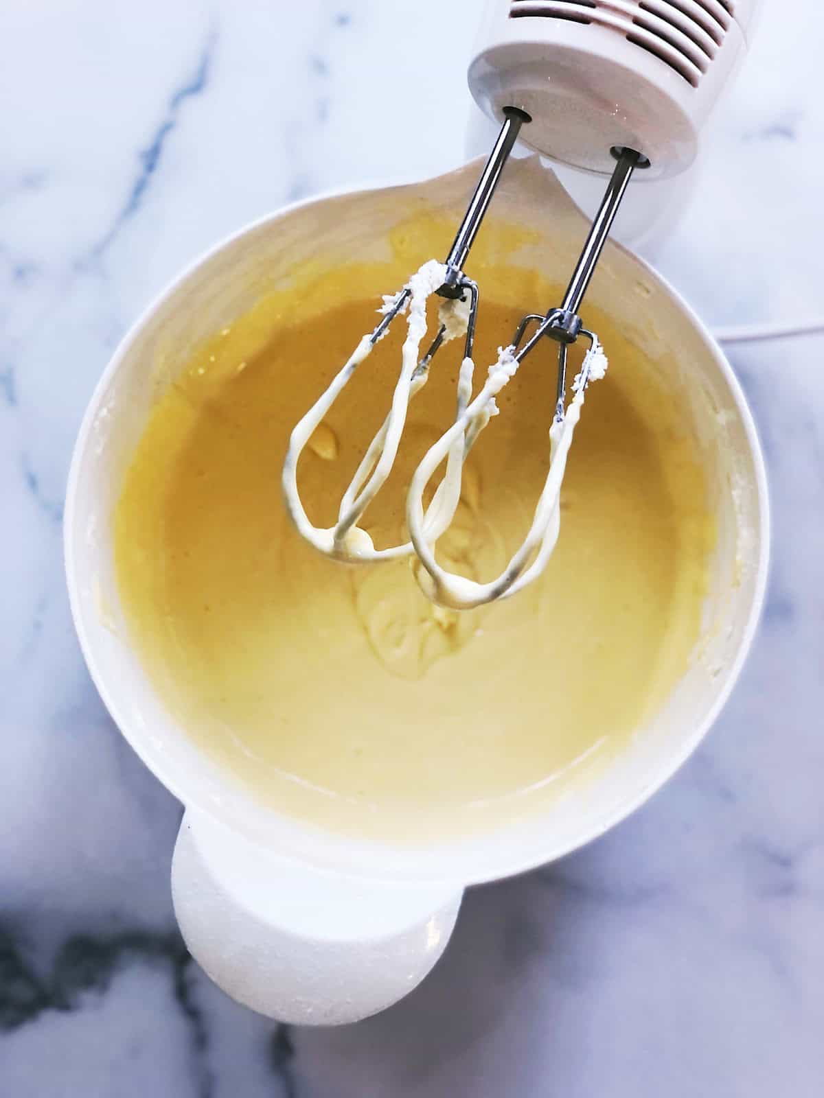 Making the Key lime filling for the Mini Key Lime Cheesecakes.