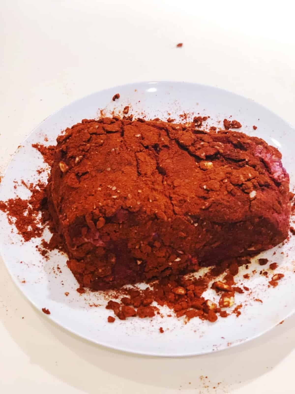 Pot roast covered in spices.