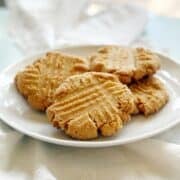 peanut butter cookies on a plate.
