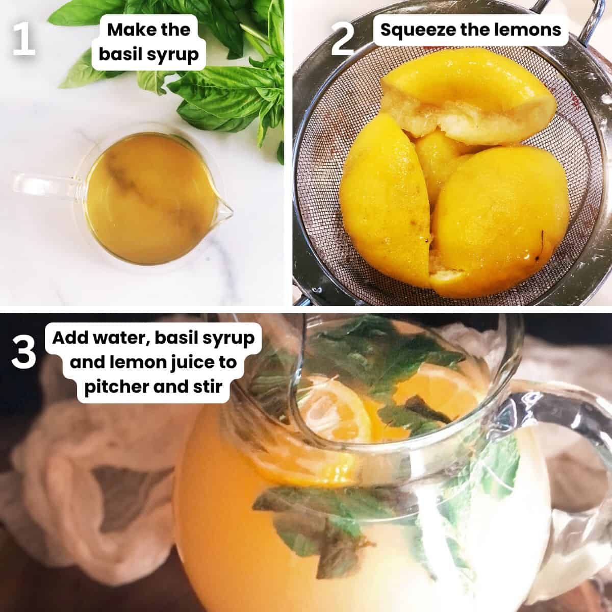 Preparing the basil lemonade.