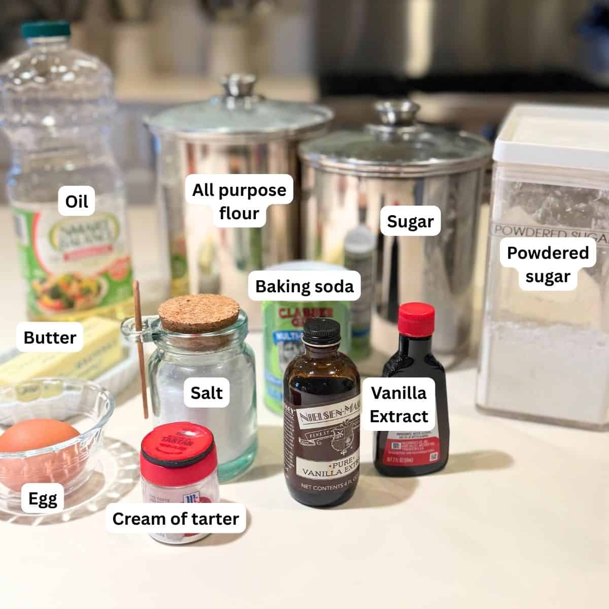 Ingredients for the angel sugar cookies.