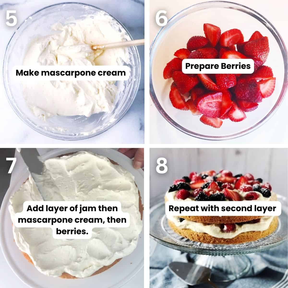 Decorating the Italian berry cake.